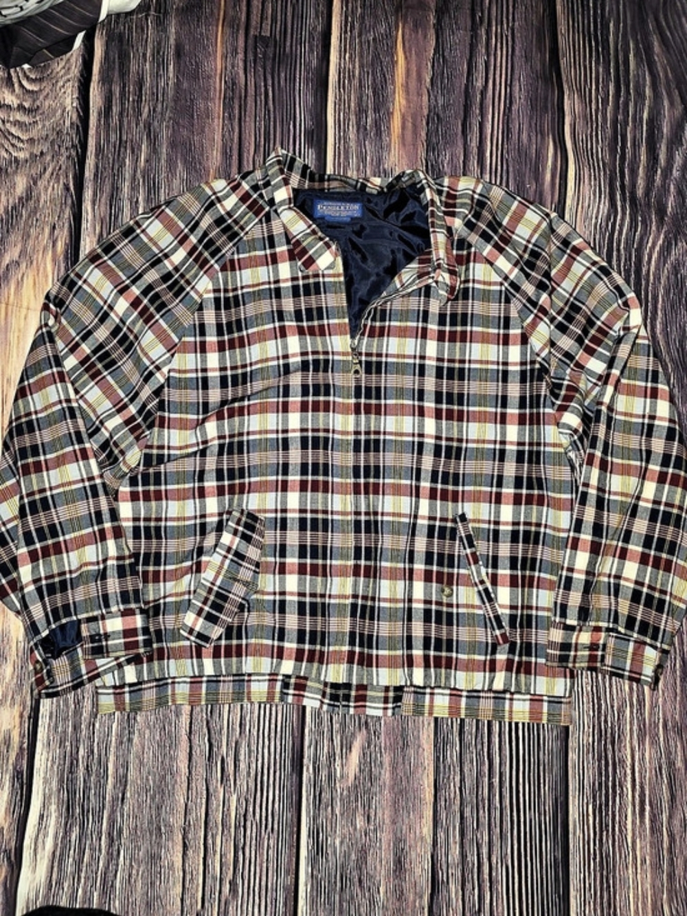 Pendleton Plaid Cotton Jacket Size XL Like New